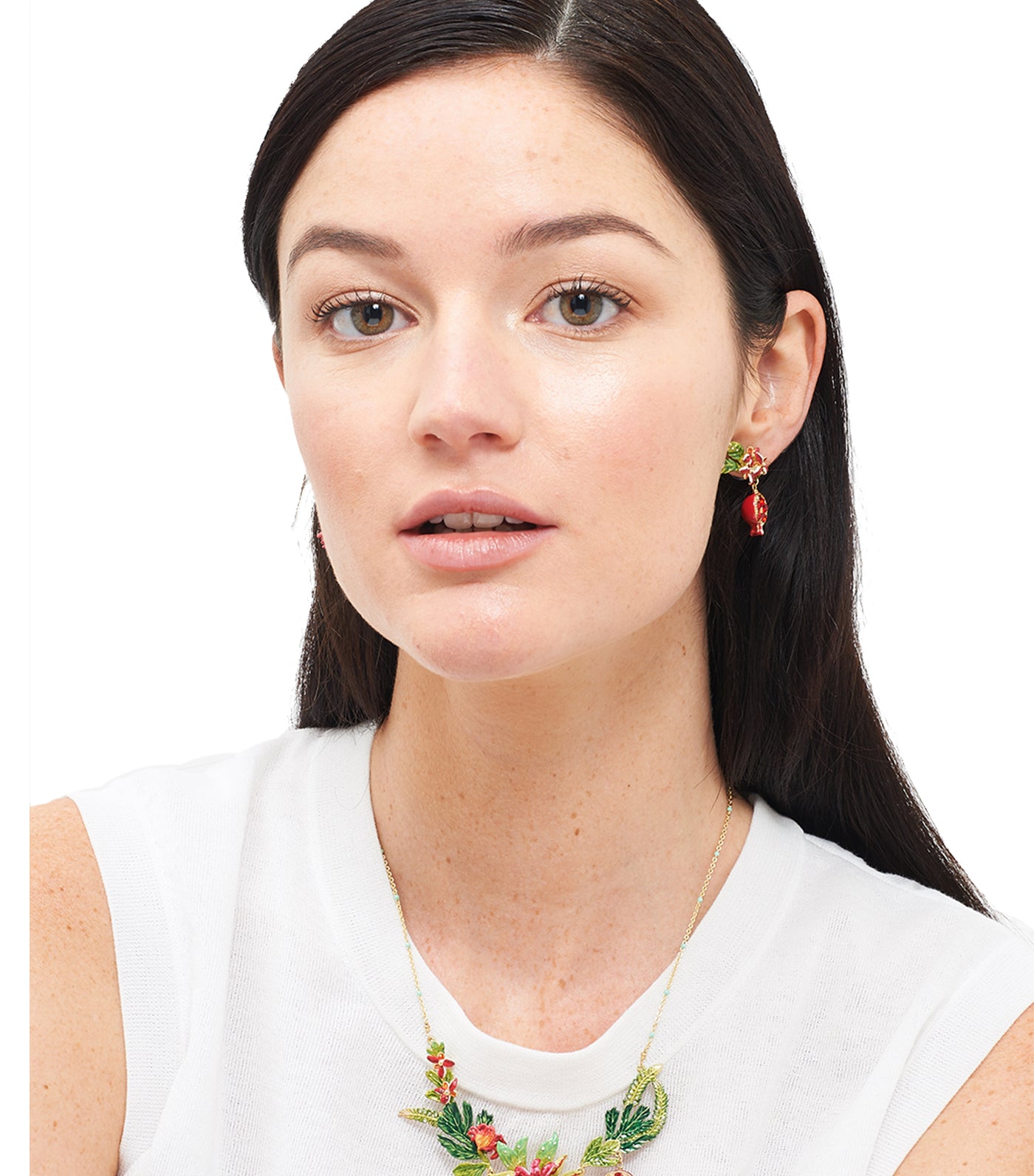 les néréides pomegranate dangling stud earrings