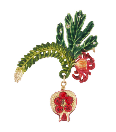 les néréides passion flower and pomegranate brooch