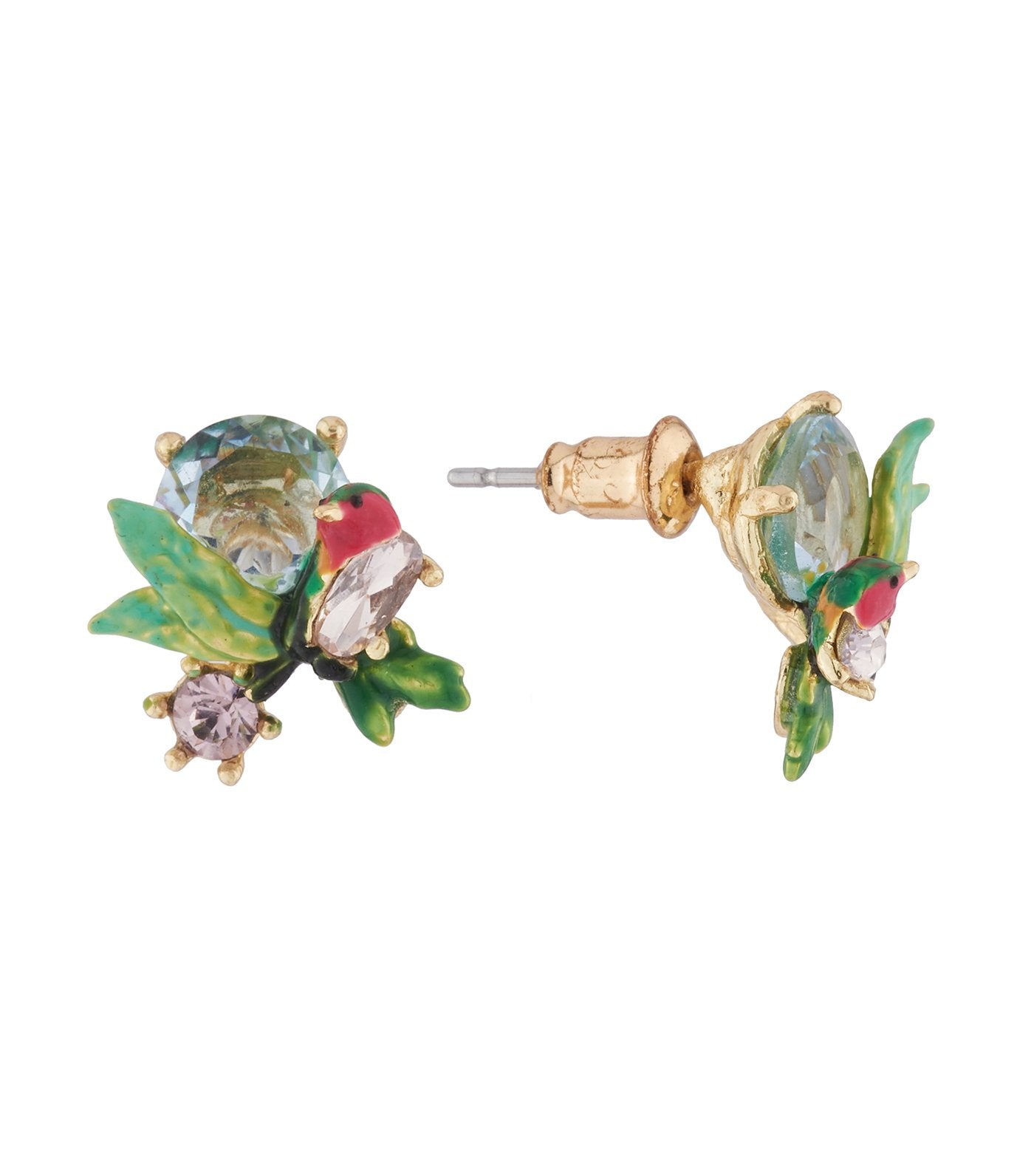 les néréides robin on a branch and cut crystal stud earrings