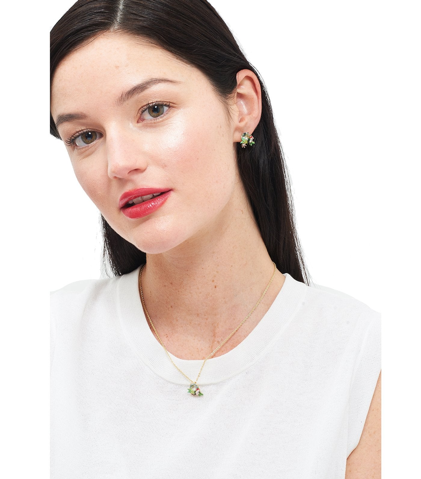 les néréides robin on a branch and cut crystal stud earrings