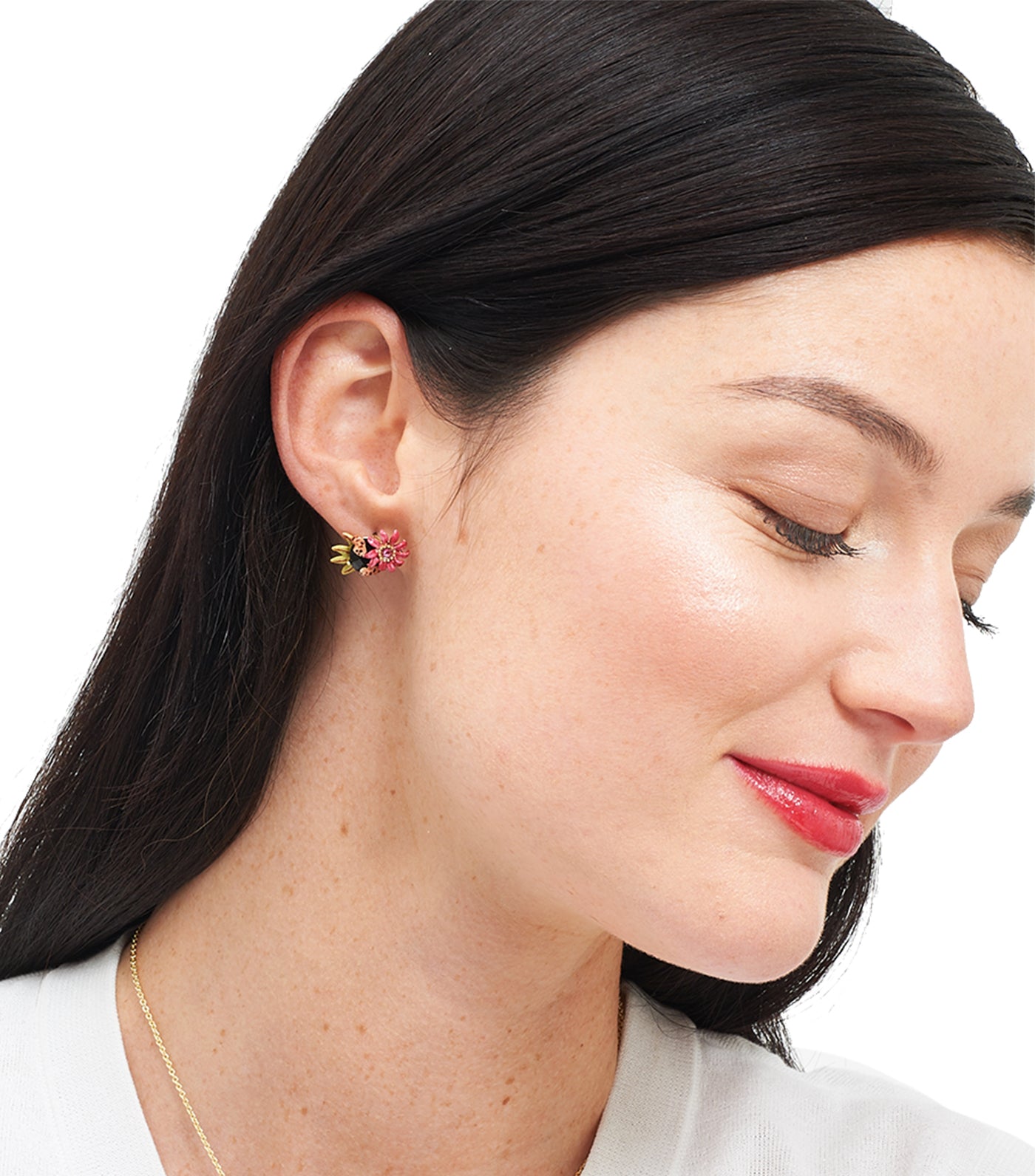 les néréides feline paws and passion flower on cut crystal stud earring