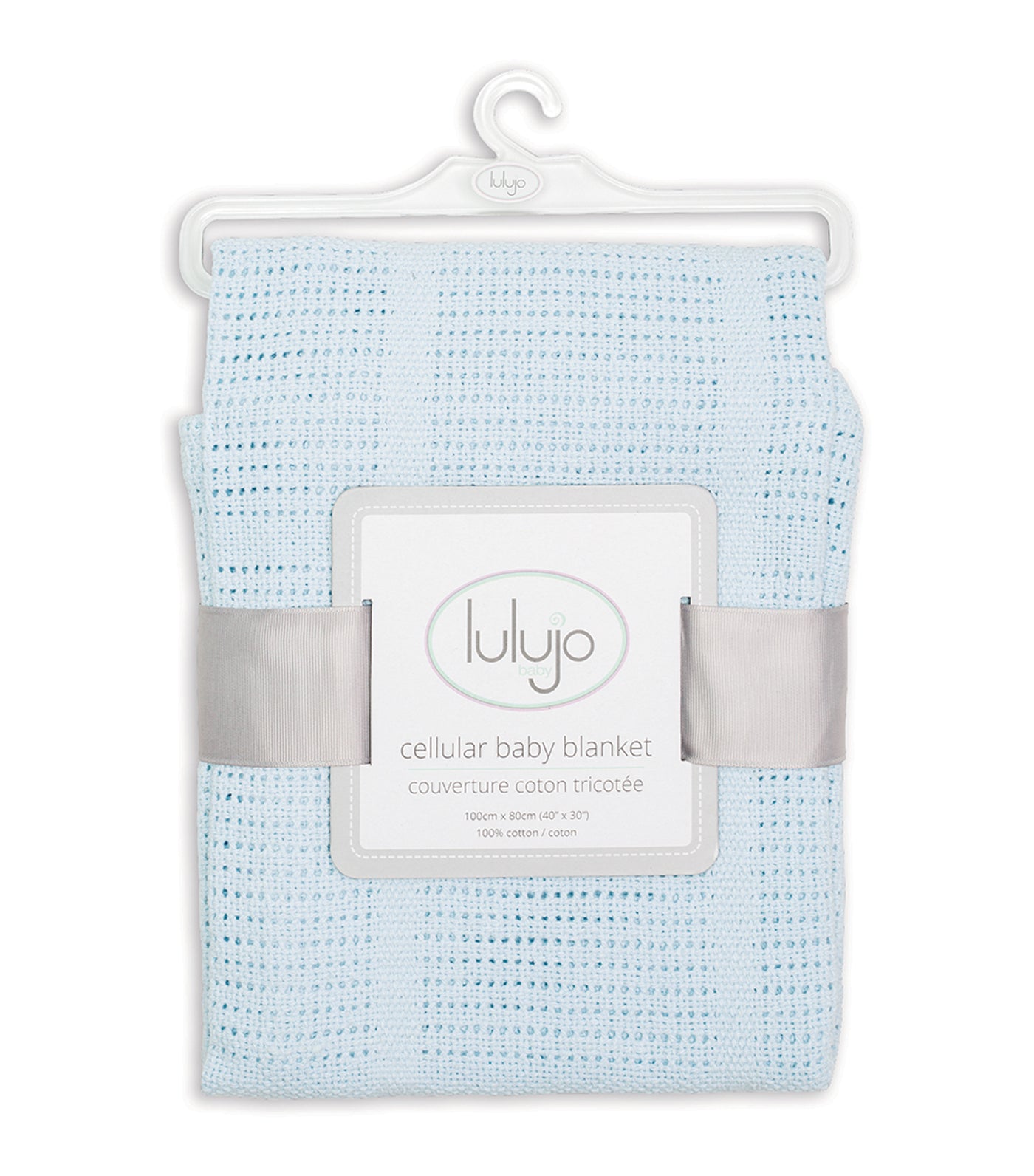 lulujo blue cellular cotton baby blanket