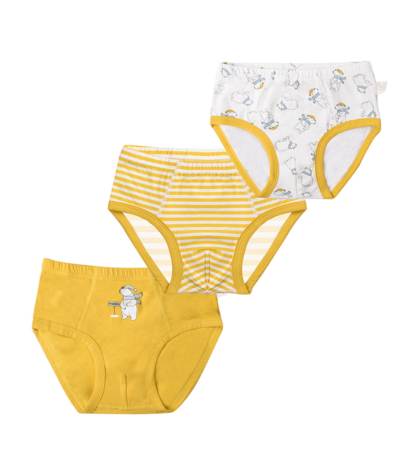 meet my feet yellow gig briefs - set of 3