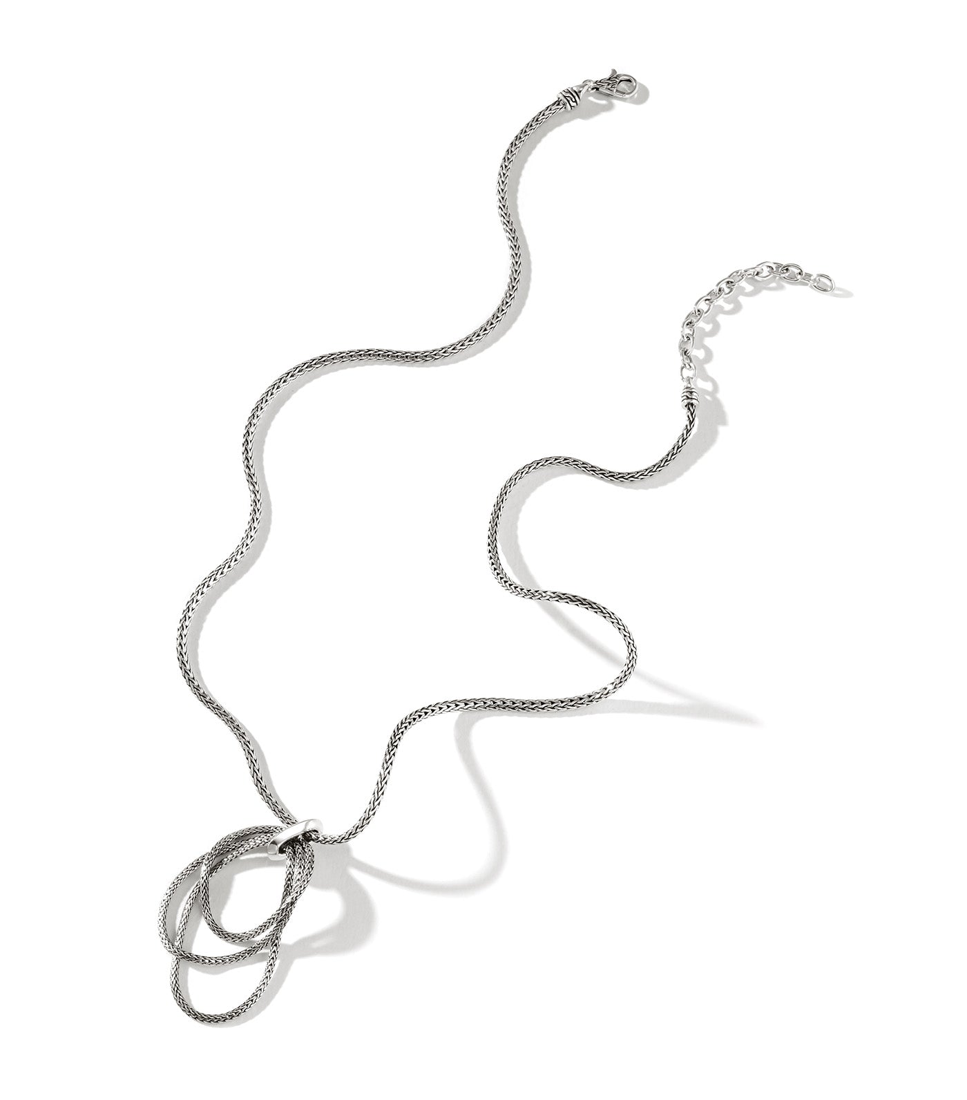 Classic Chain Link Drop Pendant Necklace Sterling Silver