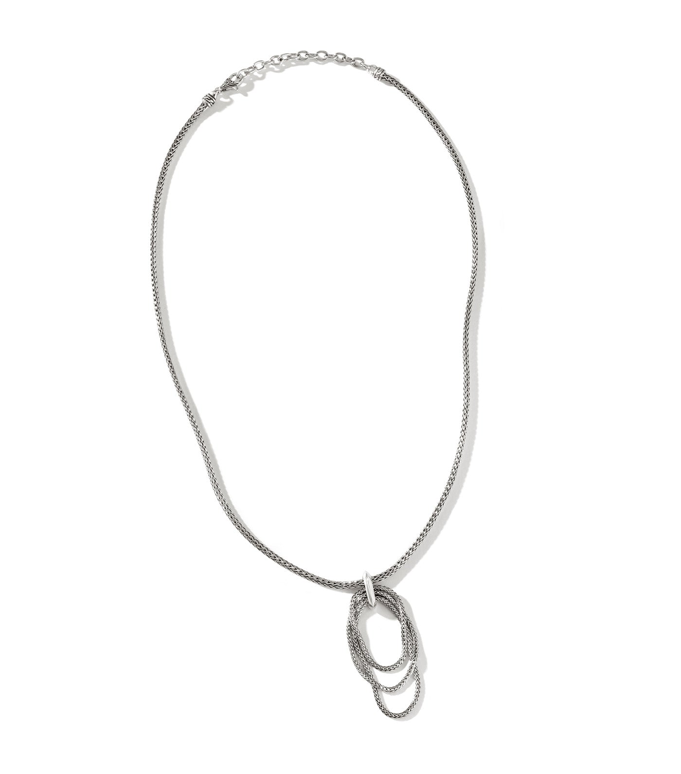 Classic Chain Link Drop Pendant Necklace Sterling Silver
