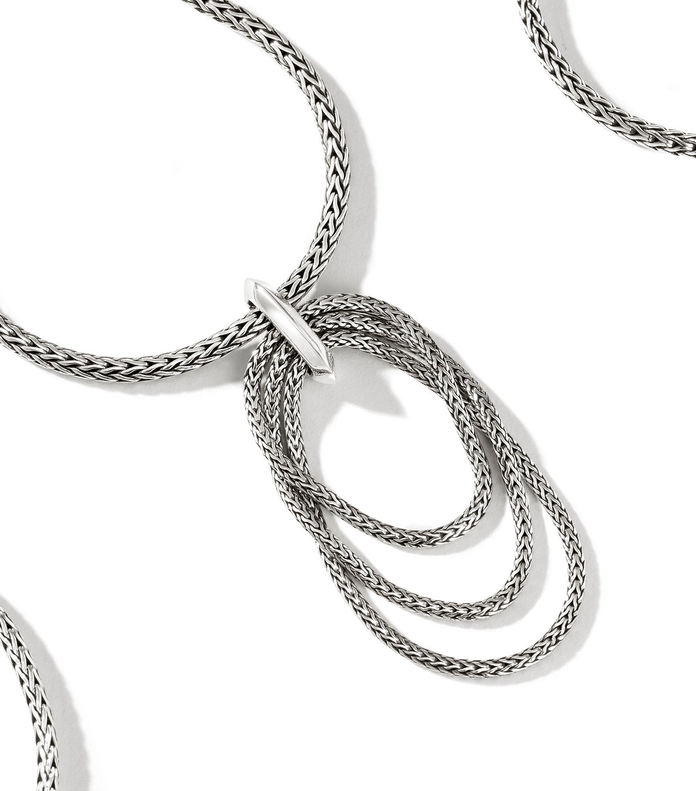 Classic Chain Link Drop Pendant Necklace Sterling Silver