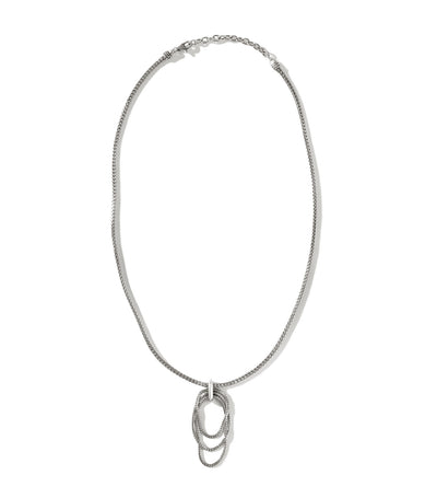 Classic Chain Link Drop Pendant Necklace Sterling Silver