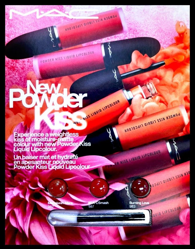 MAC Cosmetics Free Powder Kiss Liquid Lipcolor Sample Card