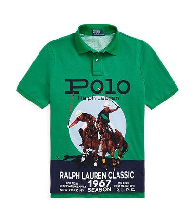 Men's Classic Fit Mesh Graphic Polo Shirt Green