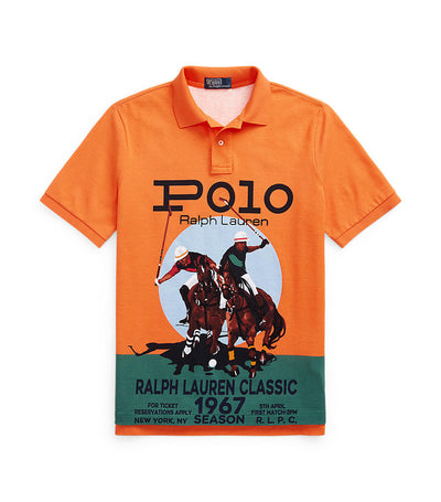 Men's Classic Fit Mesh Graphic Polo Shirt Orange