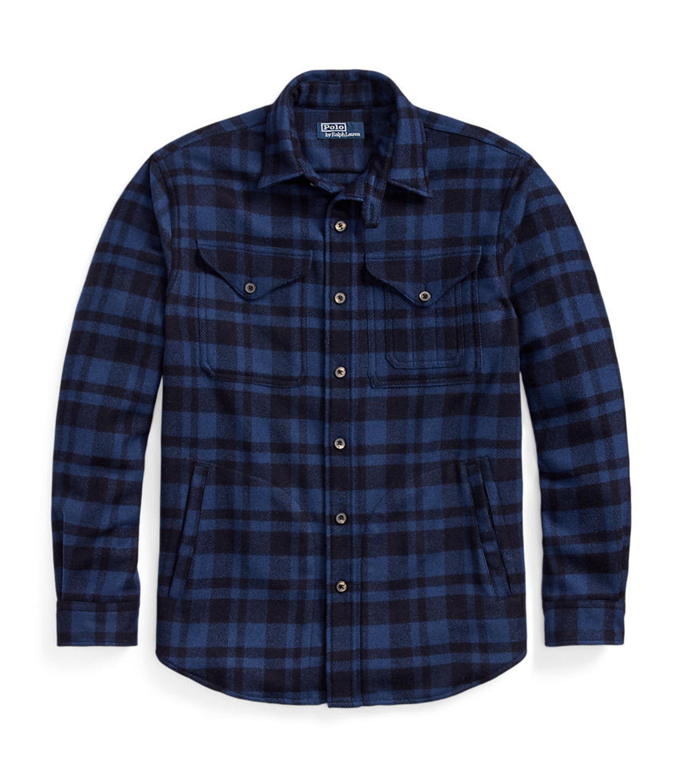 Men's Plaid Wool-Blend Overshirt Navy