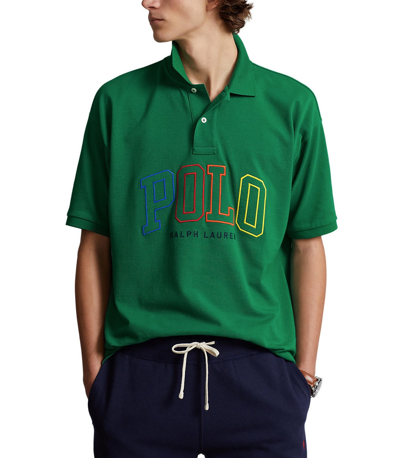 Men's Big Fit Mesh Polo Shirt Primary Green