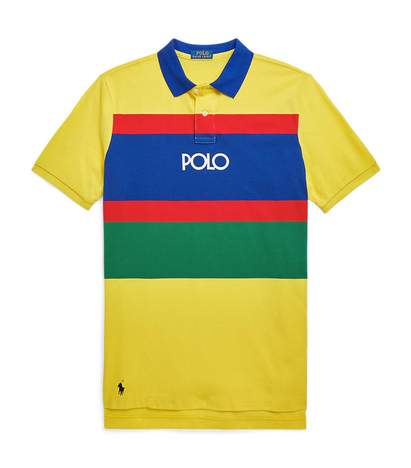 Men's Classic Fit Logo Striped Mesh Polo Shirt Lemon Crush Multi