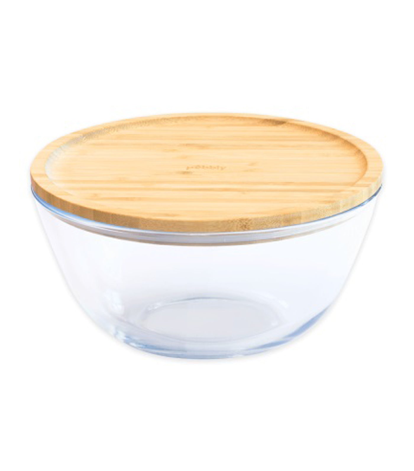 Pebbly Round Glass Bowl and Bamboo Lid
