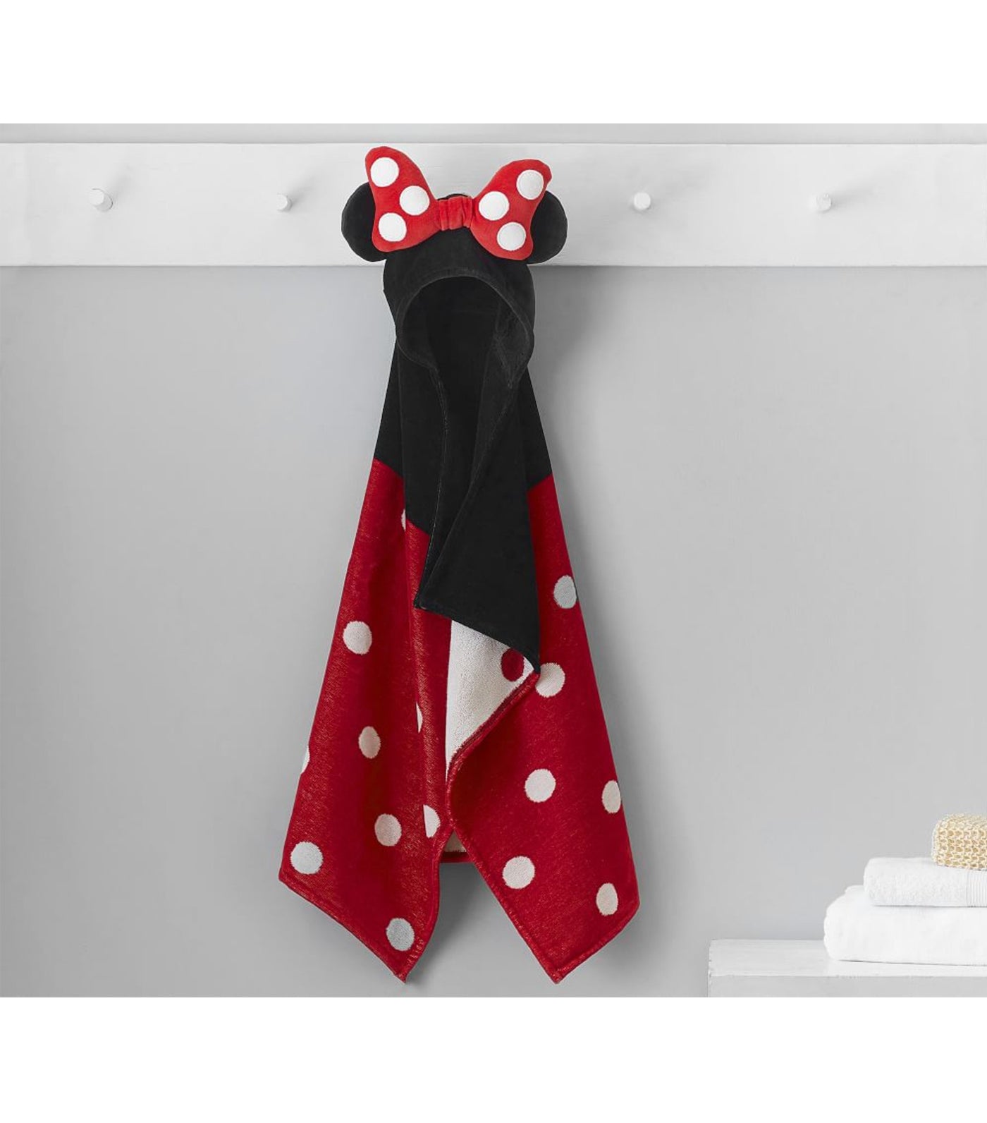 Disney Minnie Mouse Baby Hooded Towel - Black and Red