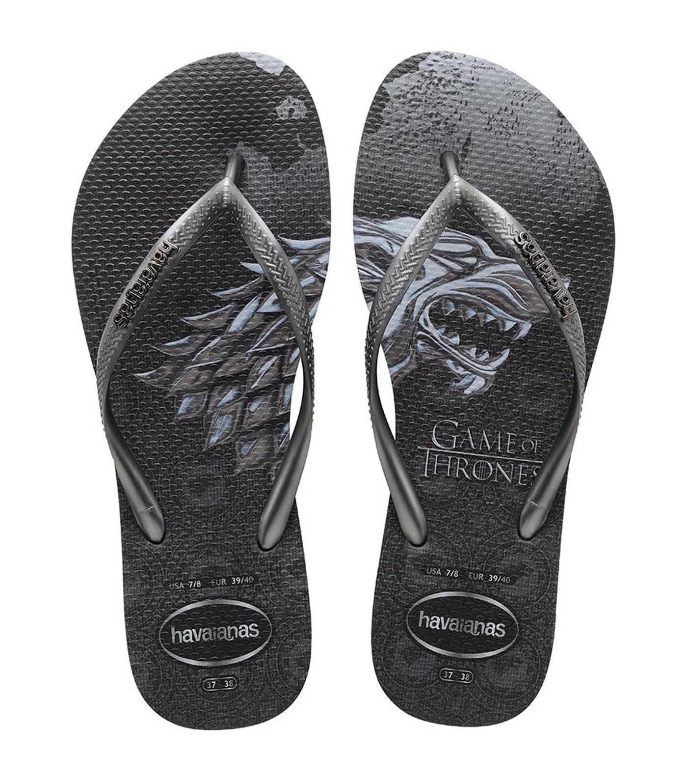 Havaianas Women's Slim Game of Thrones Flip Flops - New Graphite and Metallic Graphite