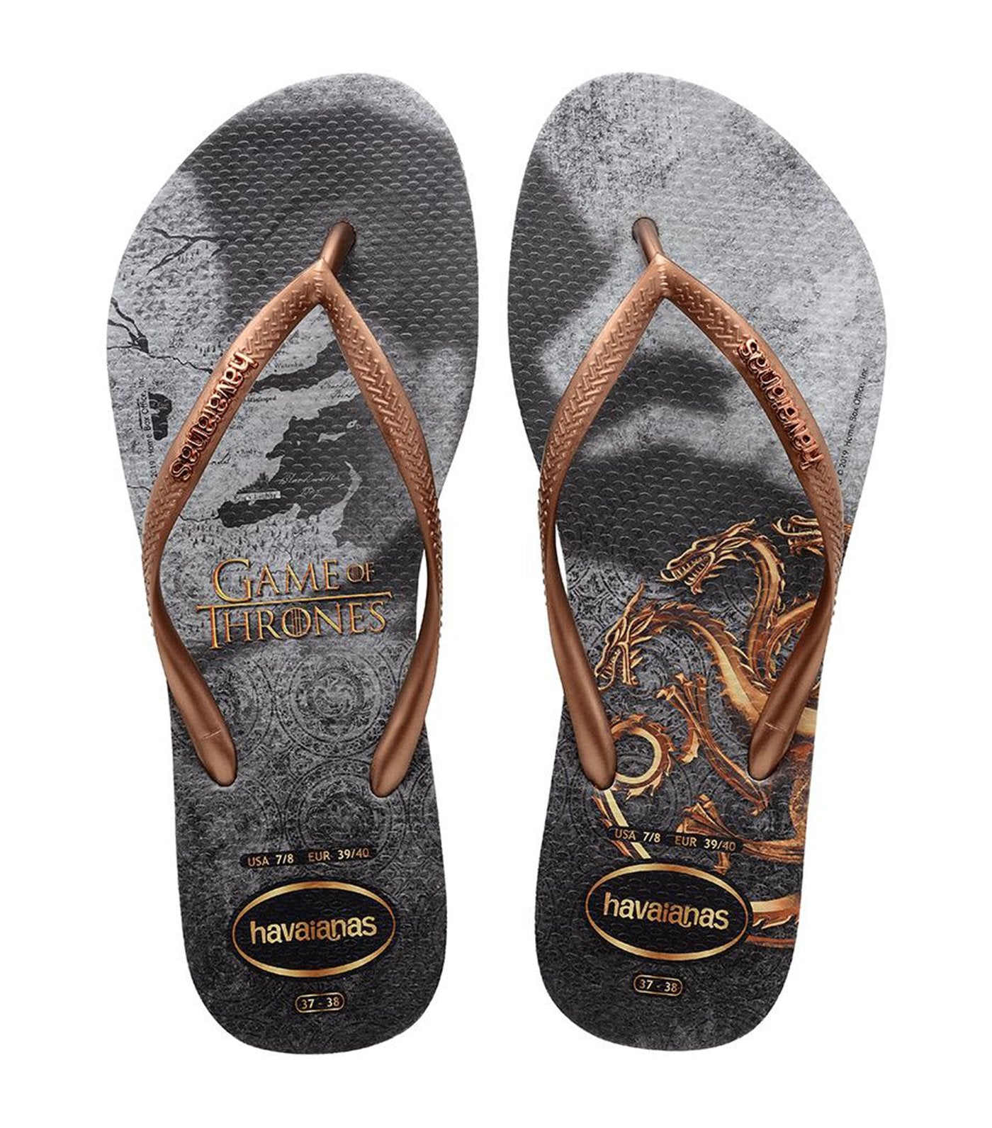Havaianas Women's Slim Game of Thrones Flip Flops - Ice Gray and Copper