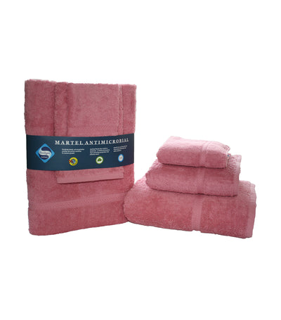 Sanitized Antimicrobial Bath, Hand, and Face Towel Set - China Pink 