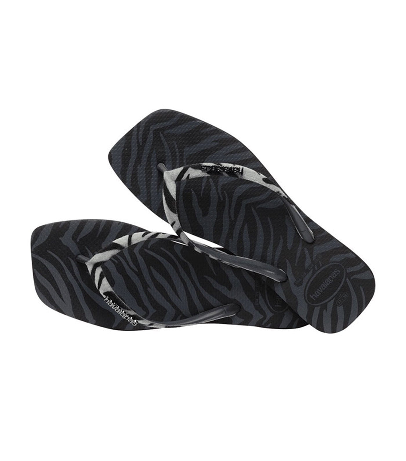Slim Square Velvet Flip Flops Black