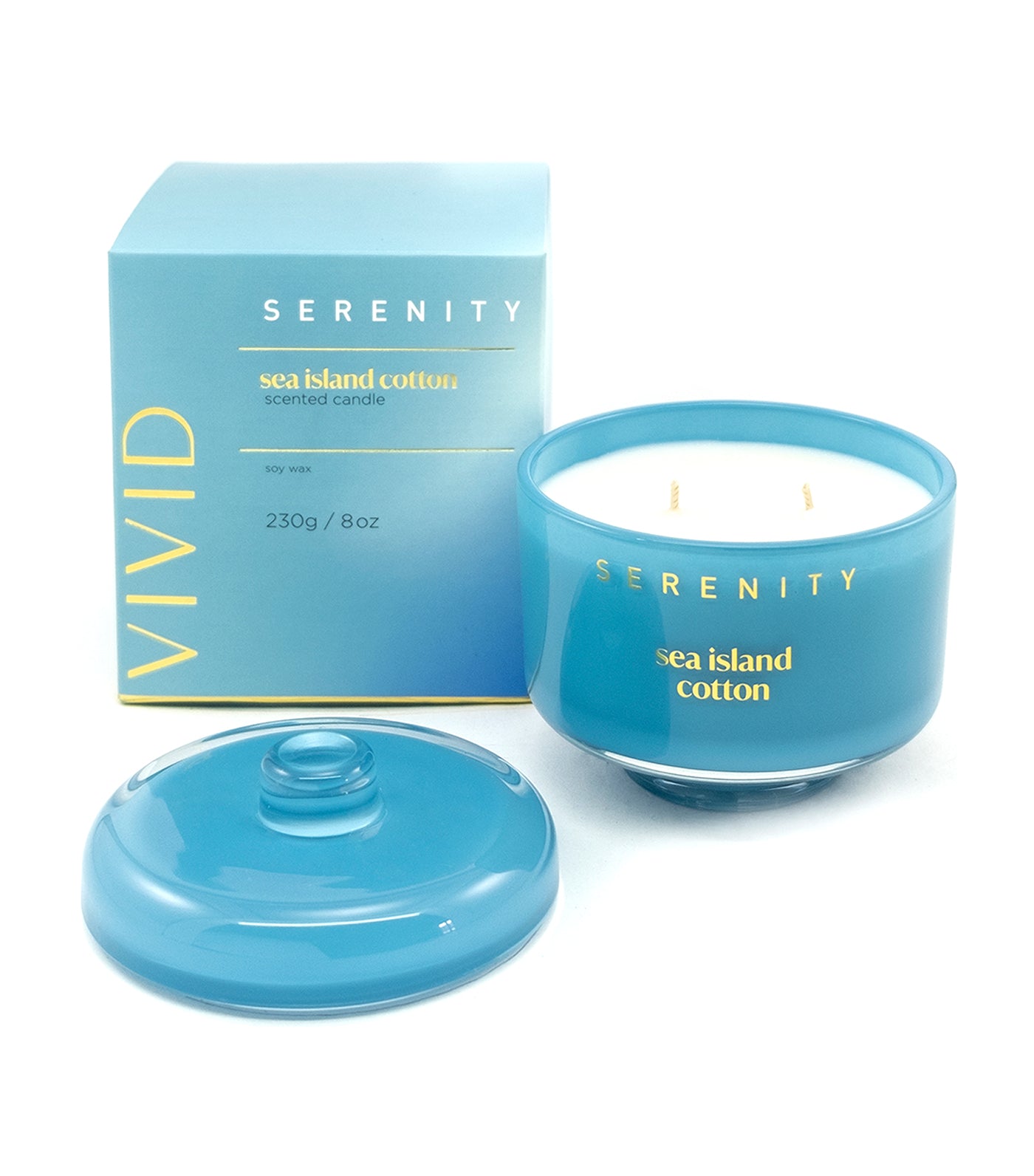 serenity vivid sea island cotton scented candle