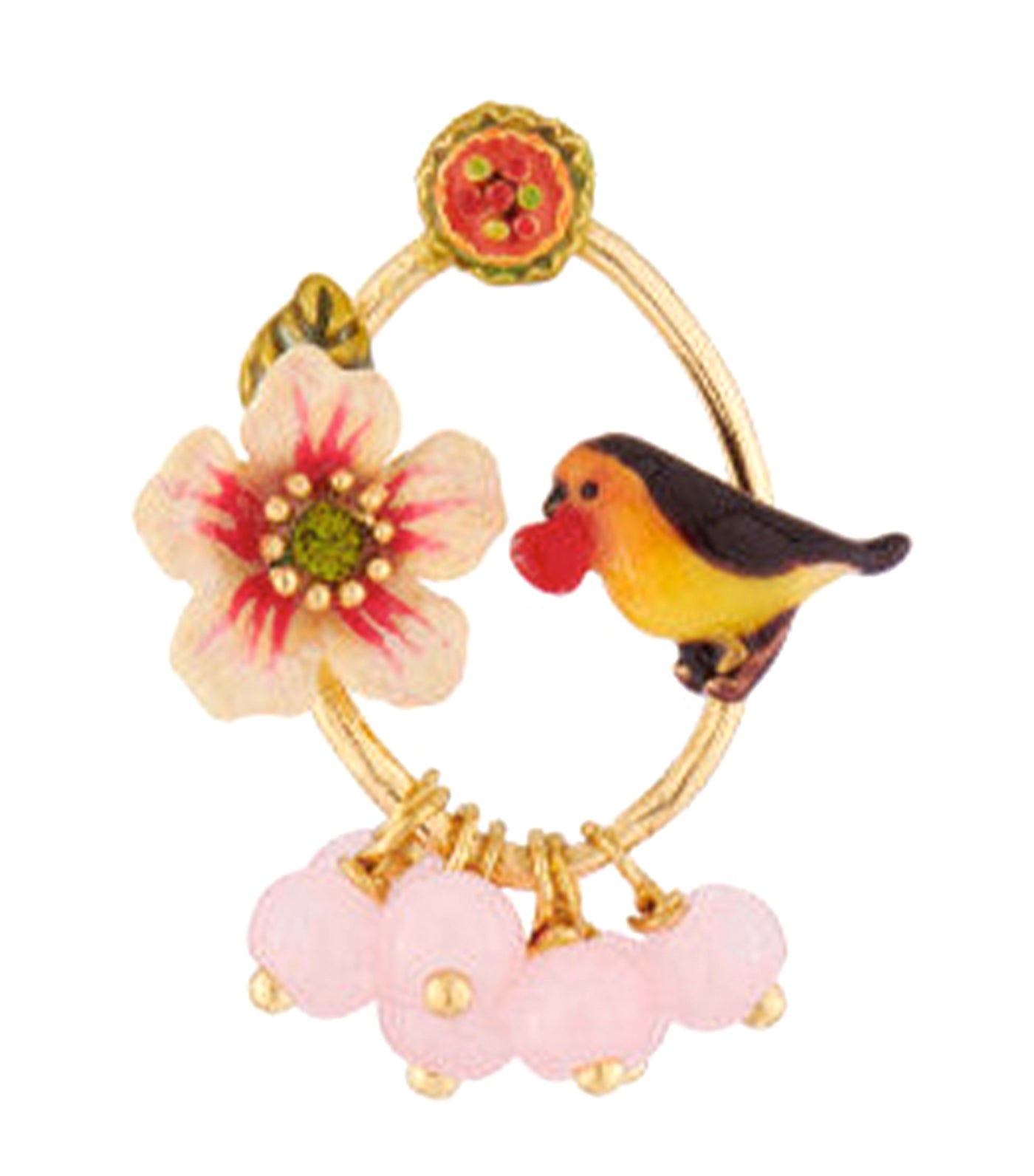 Robin And Flowers Stud Earrings