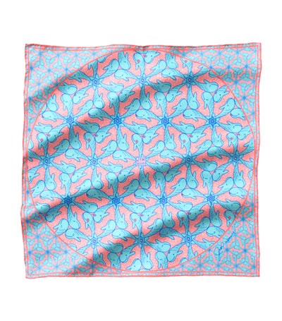 Whale of a Time Pocket Square Blue/Pink