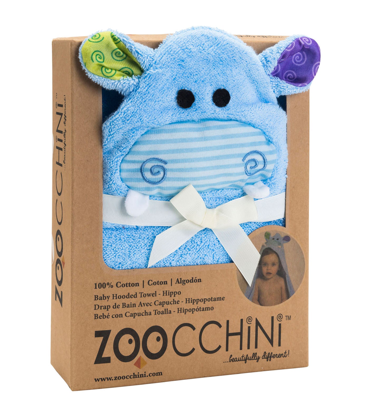 zoocchini blue baby hooded towel - henry the hippo