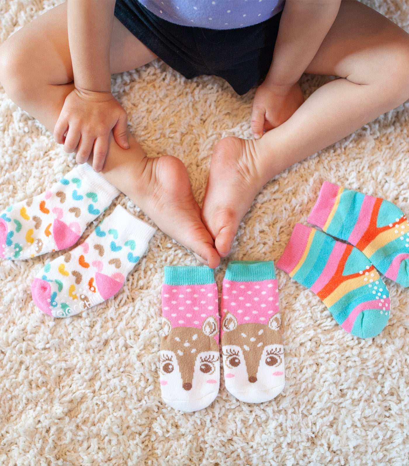zoochini multicolor baby comfort socks set - fiona the fawn (set of 3)