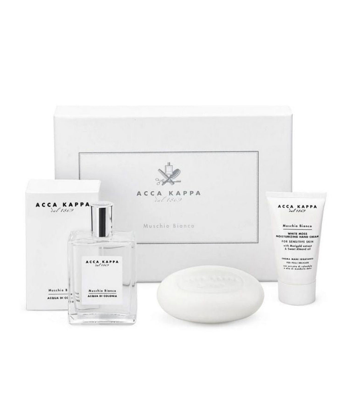 White Moss Gift Set:  Acqua di Colonia + Soap + Hand Cream