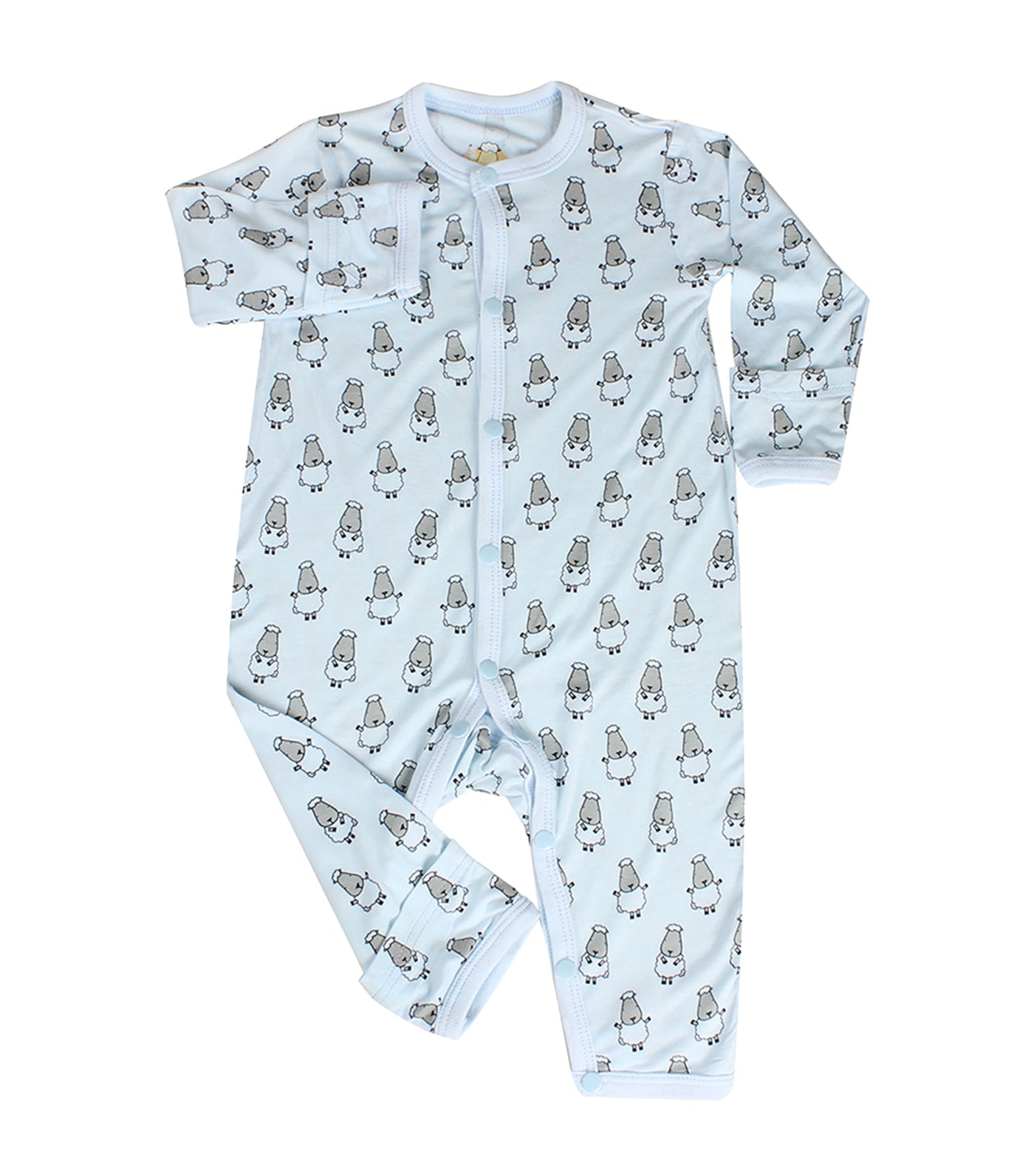 baa baa sheepz blue button long sleeved romper - small sheepz