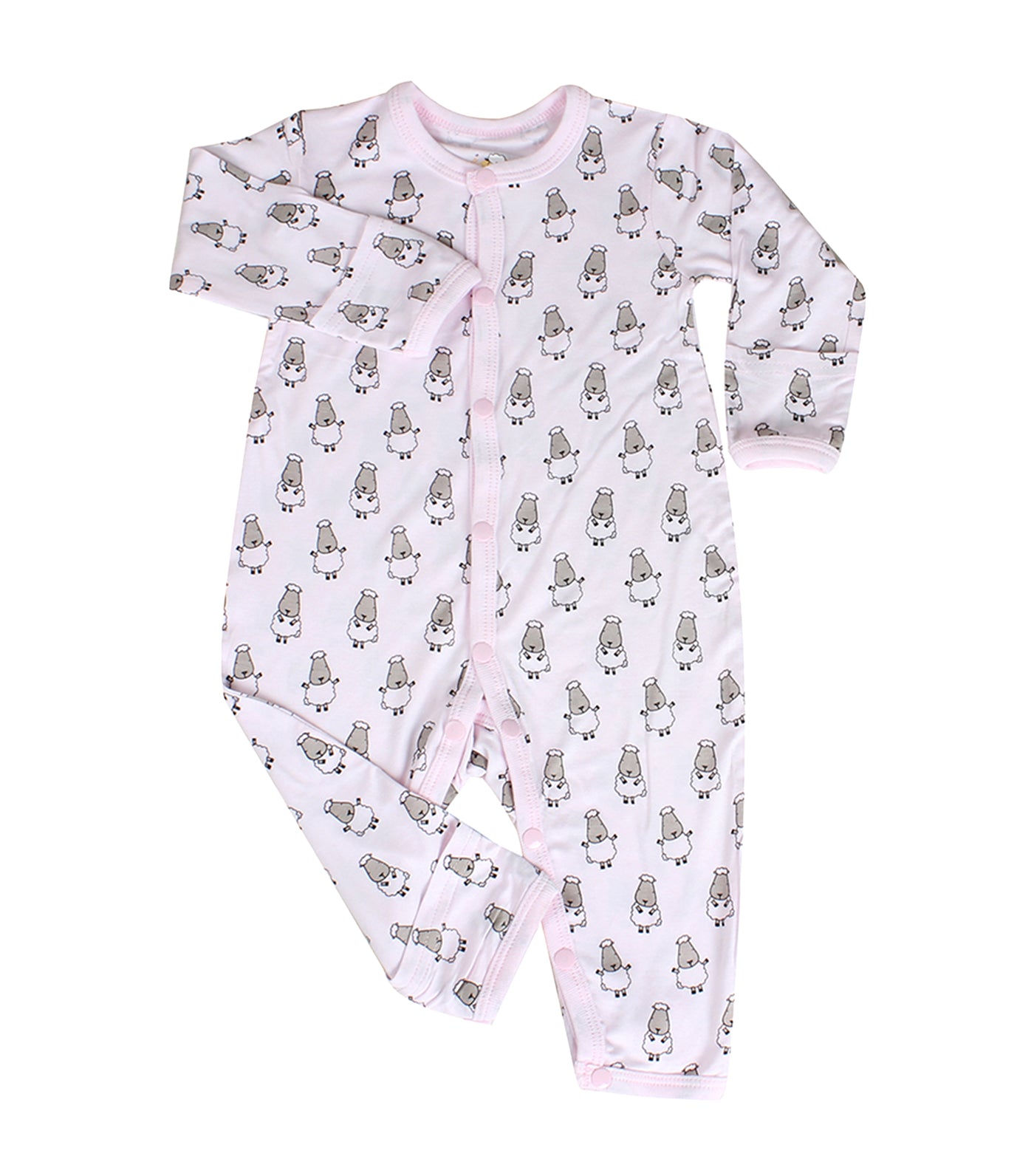 baa baa sheepz pink button long sleeved romper - small sheepz