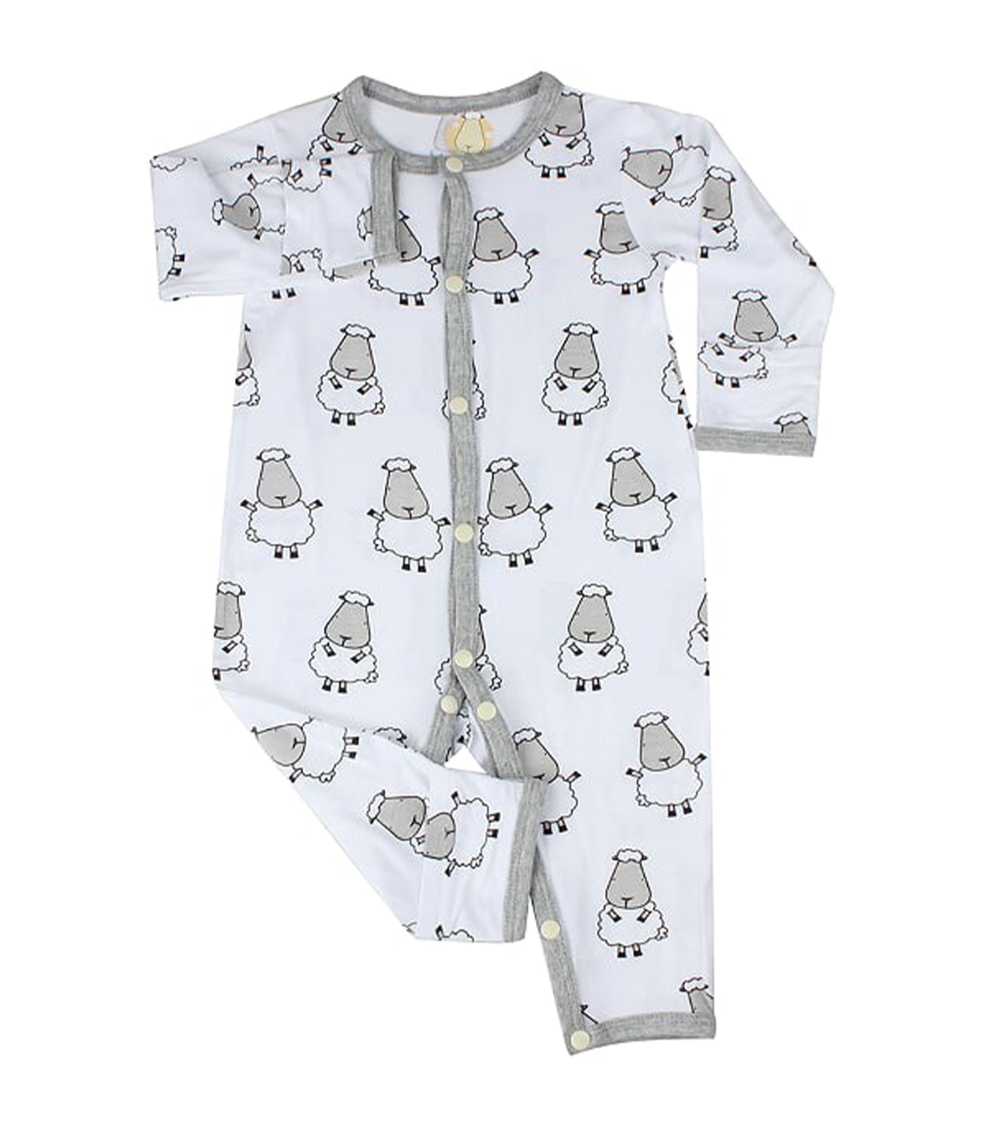 baa baa sheepz white button long sleeved romper - big sheepz