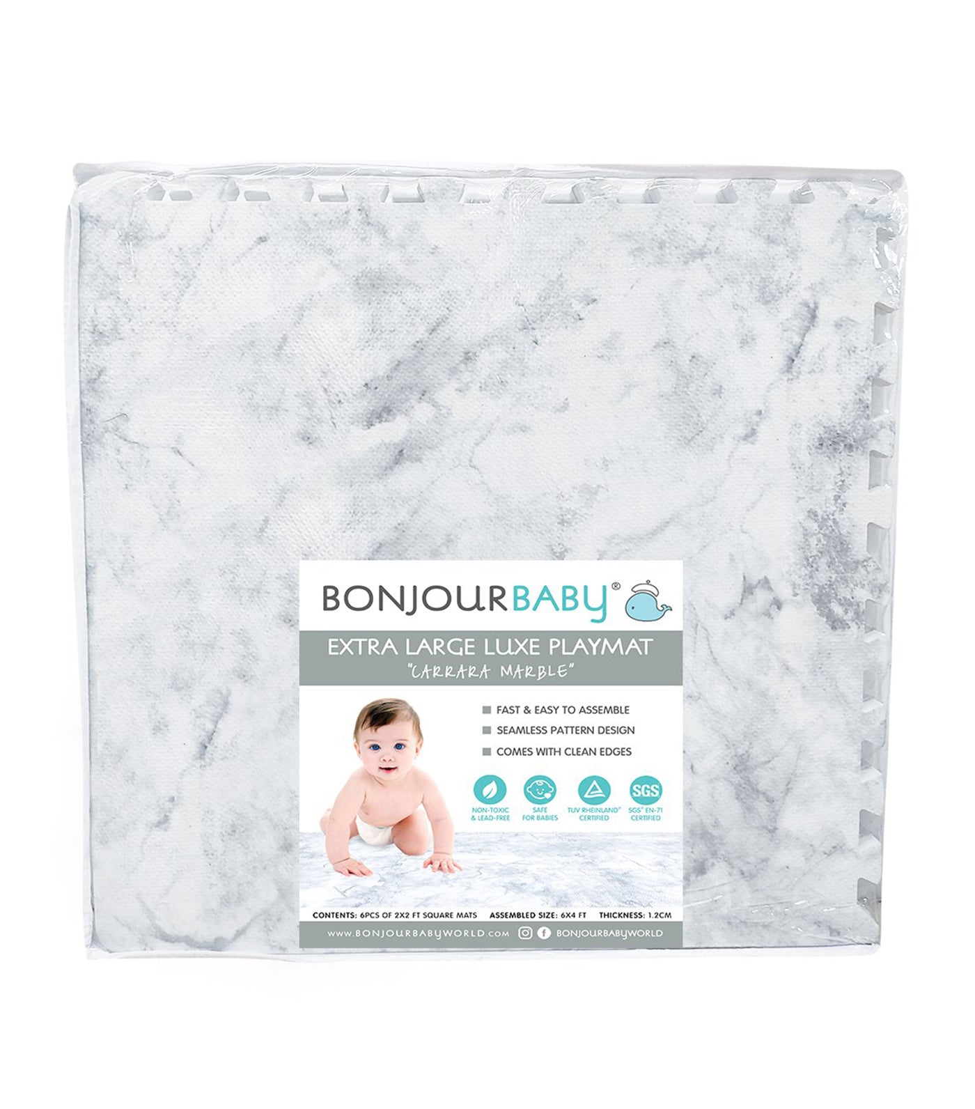 bonjour baby gray extra large luxe playmat - carrara marble