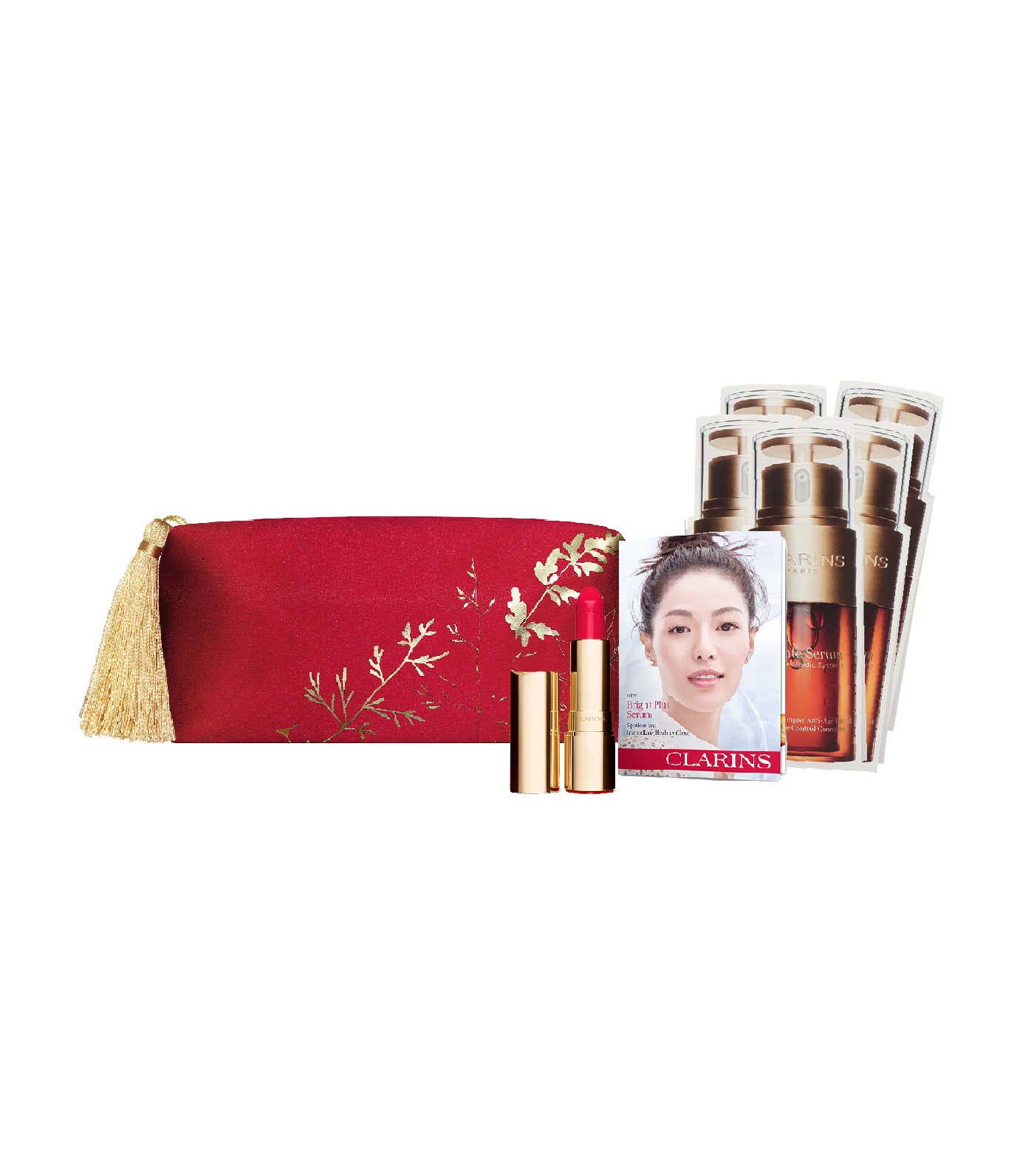 Clarins Free 9-piece Joli Rogue Velvet Pink Cranberry Set