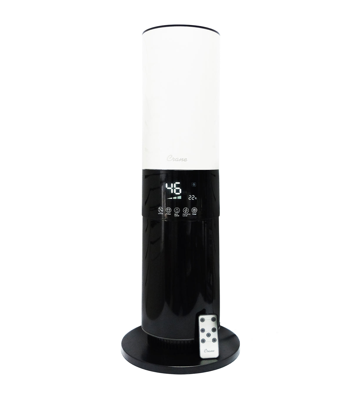 crane black 4-in-1 top fill true-hepa humidifier & air sanitizer with uv and ionizer