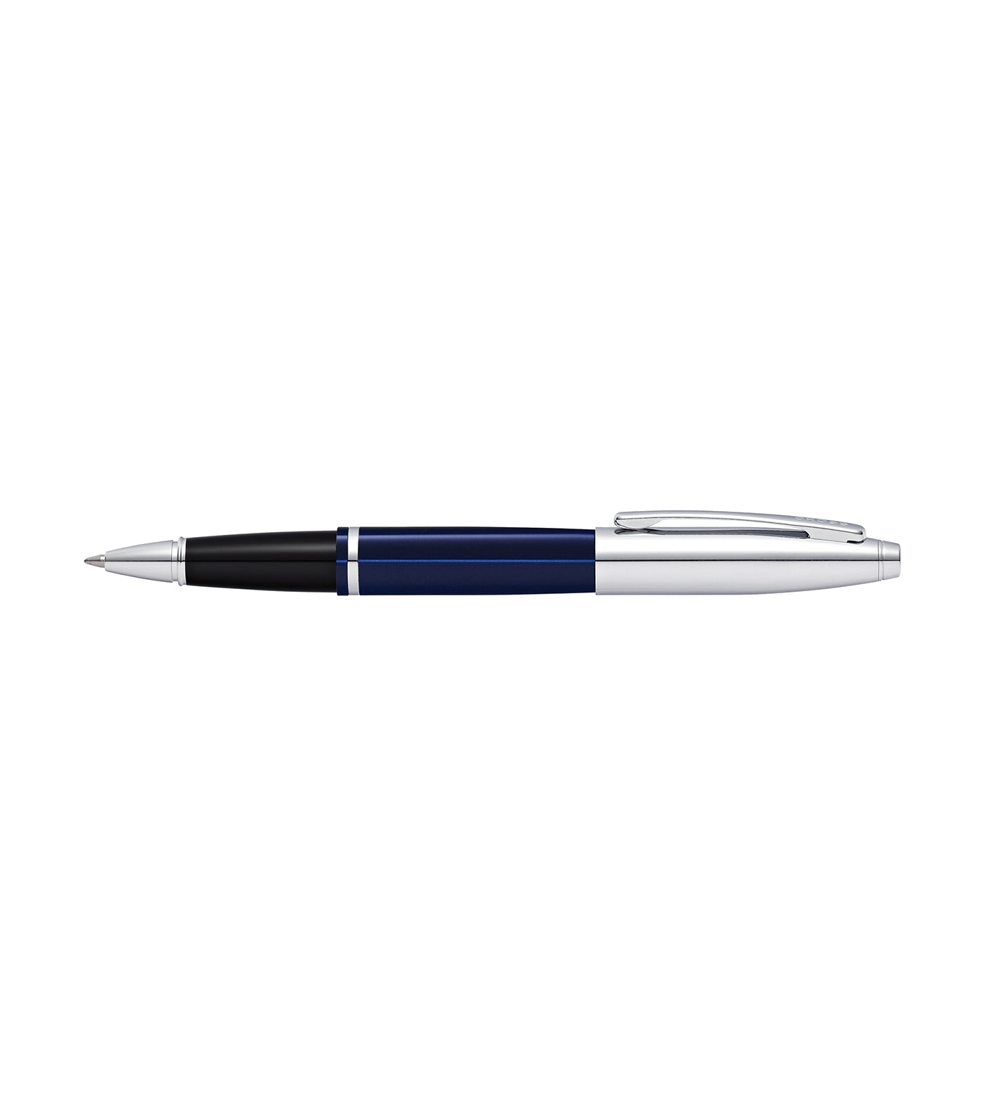 cross calais chrome and blue lacquer rollerball pen