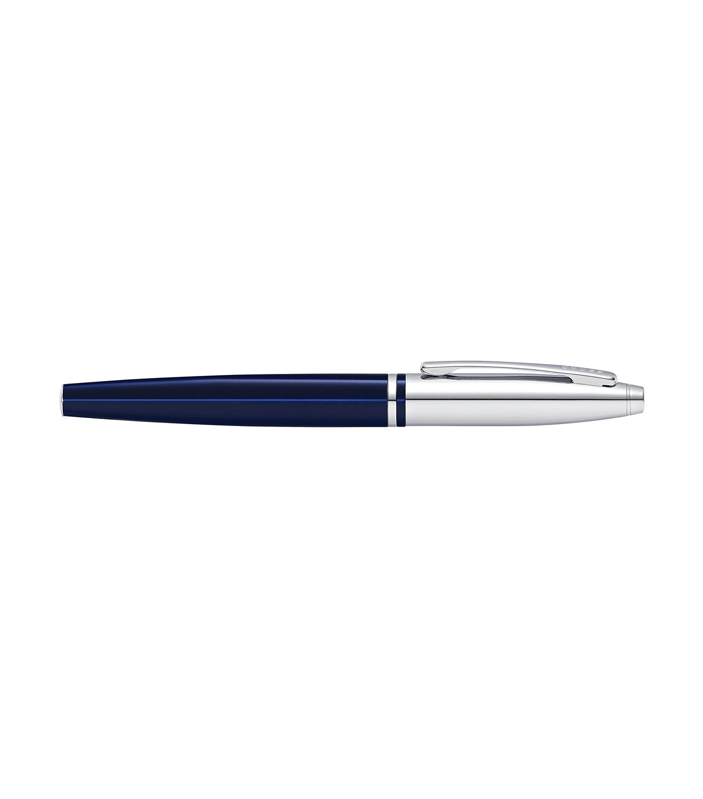 cross calais chrome and blue lacquer rollerball pen