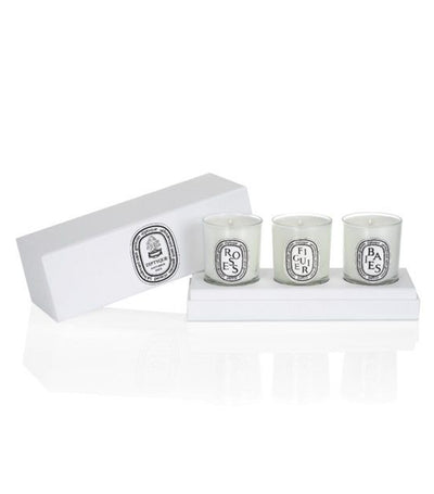 diptyque set of mini candles (berries, fig tree, roses)