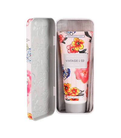 heathcote & ivory vintage and co. patterns and petals hand cream in tin