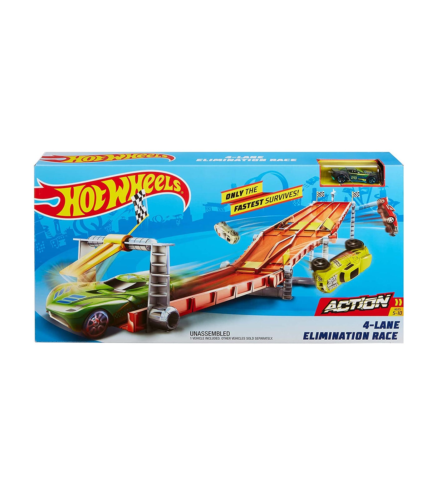 hot wheels 4-lane elimination race track set