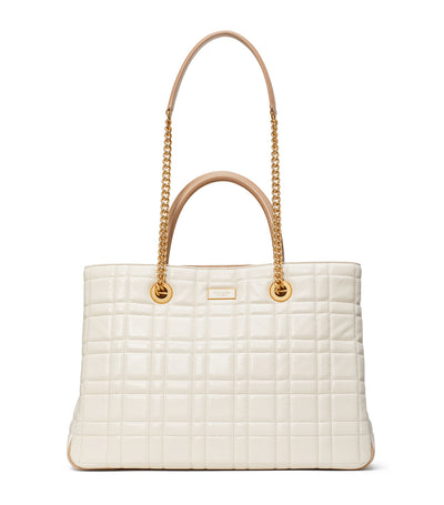 Evelyn Quilted Medium Convertible Shopper Bag Ivory