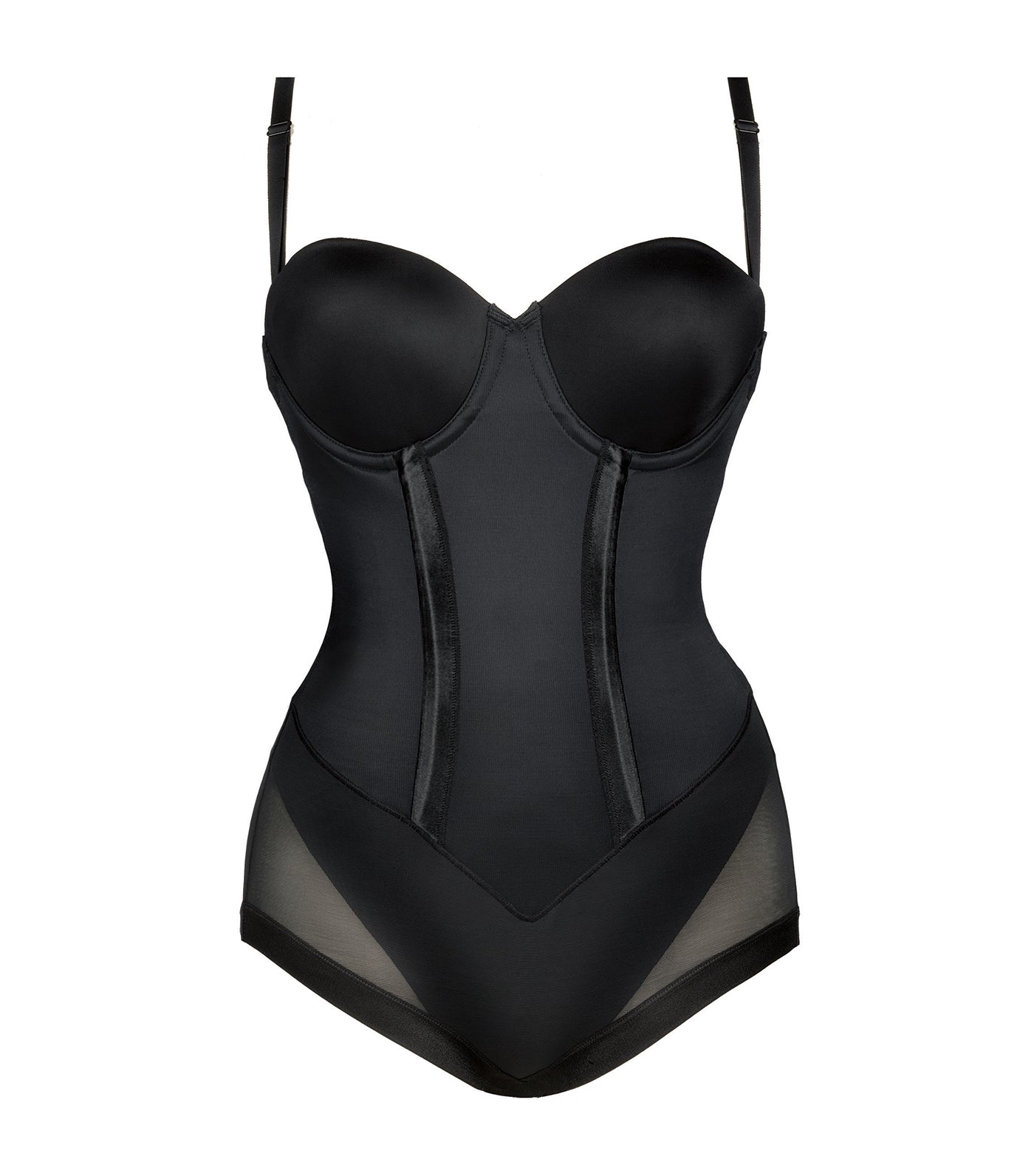 maidenform easy up: strapless body briefer black