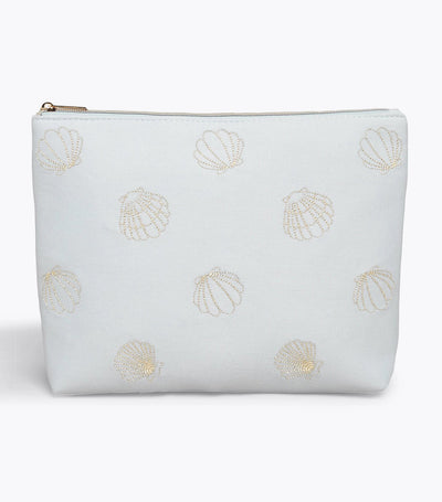 Embroidered Shell Cosmetics Pouch