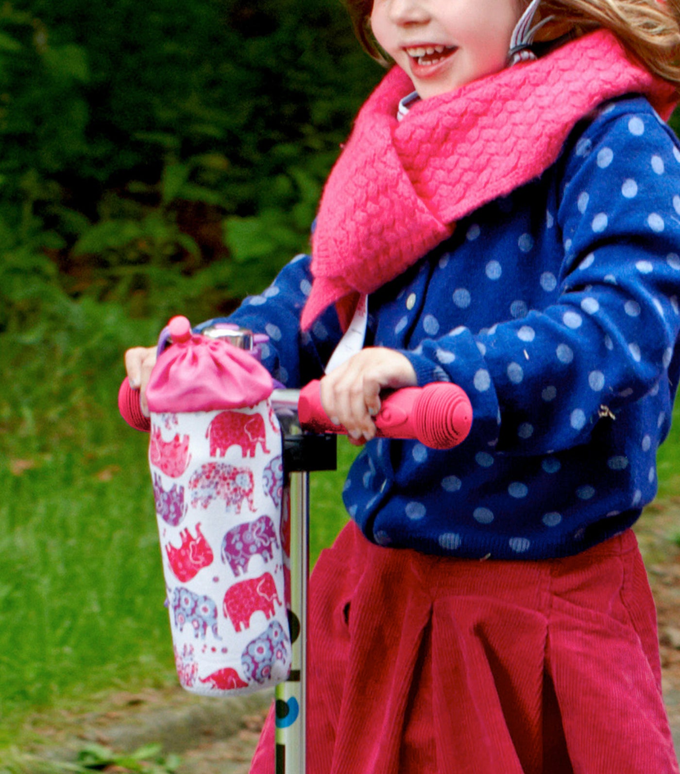 micro pink and purple bottle holder - elephant