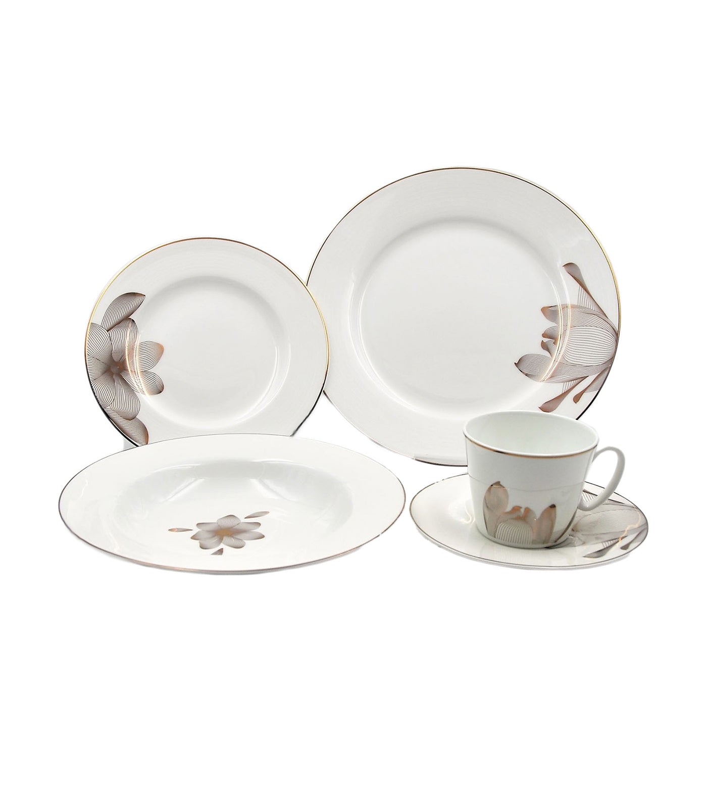 multiple choice 20-piece dinner set fine bone - golden burst