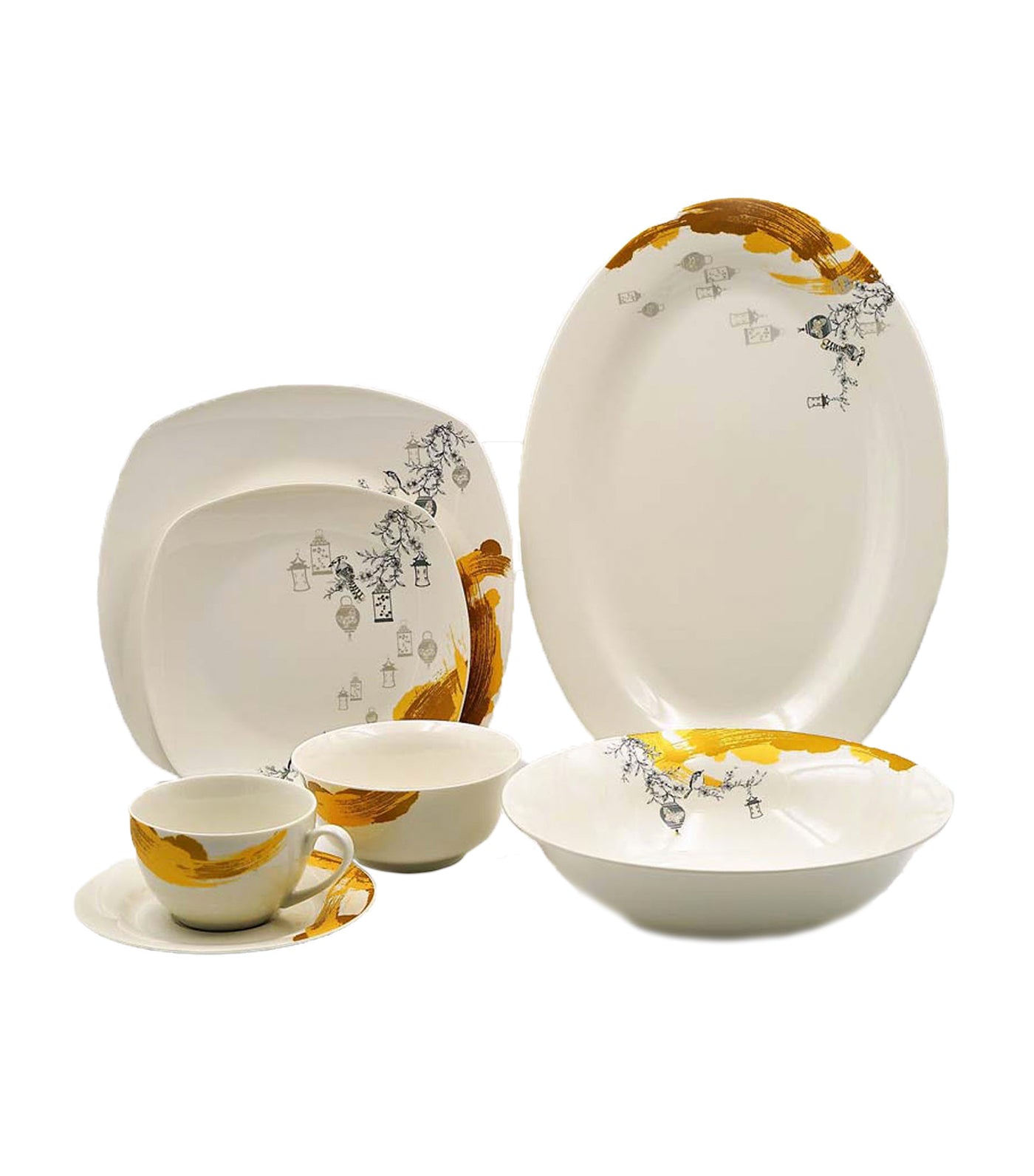 multiple choice 32-piece dinner set new bone - summer palace