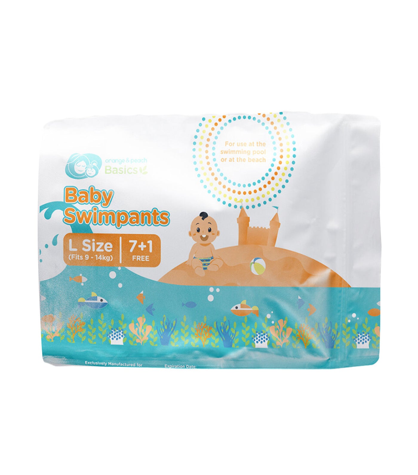 orange and peach basics disposable swim pants (large)