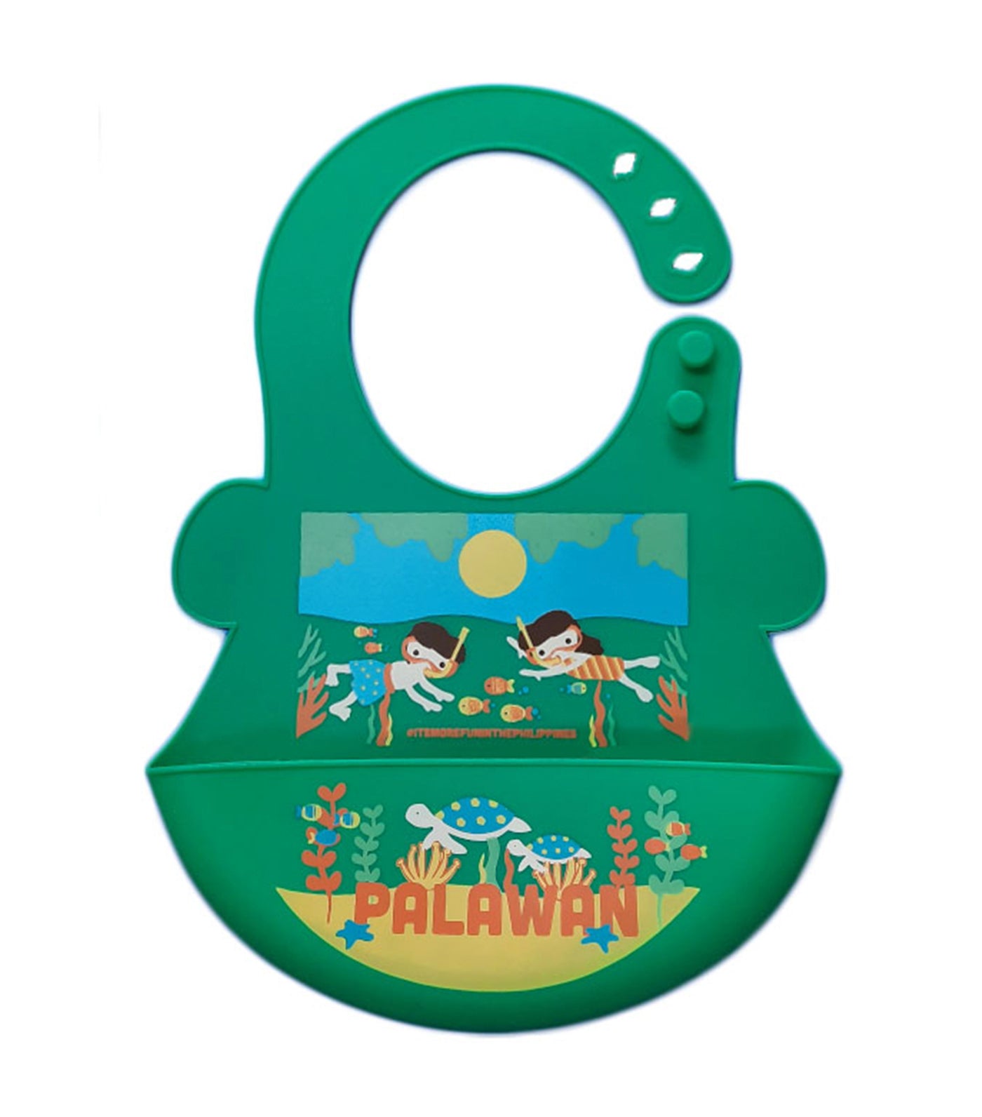 orange and peach silicone food bib - palawan