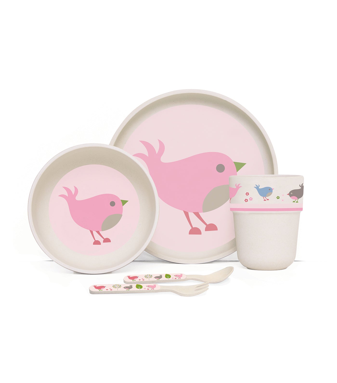 penny scallan bamboo meal set with cutlery - chirpy bird