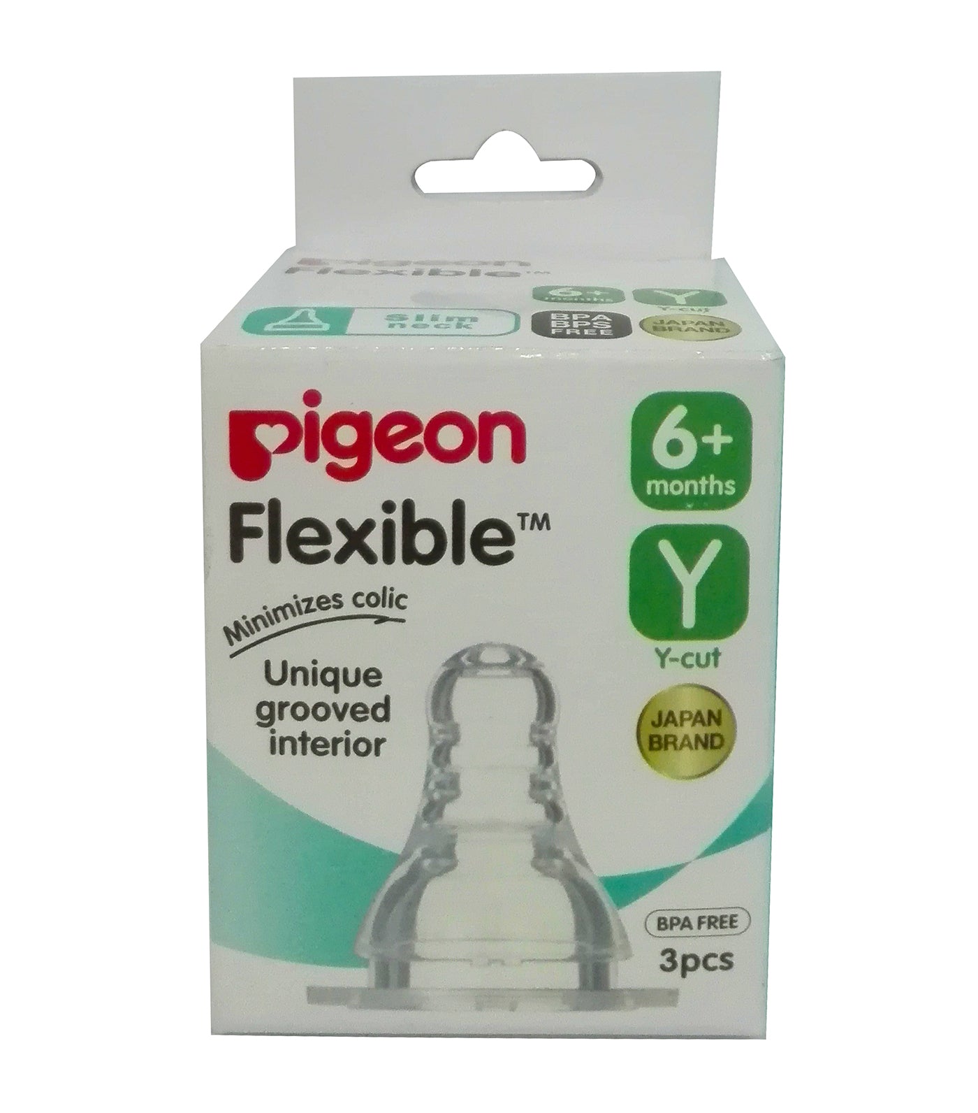 pigeon peristaltic slim neck nipple y cut pack of 3